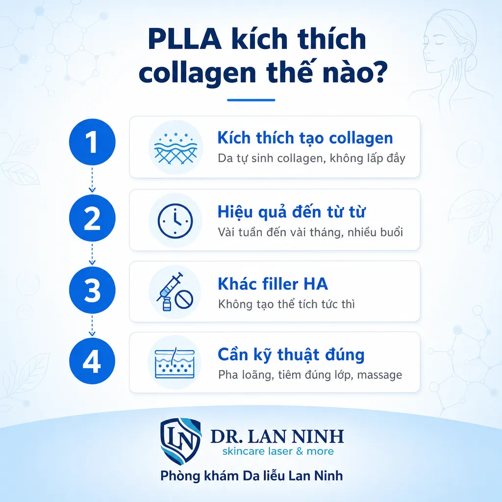 Cơ chế PLLA kích thích tạo collagen và điểm khác filler hyaluronic làm đầy