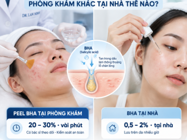 PEEL DA BHA CHO DA DẦU MỤN: PHÒNG KHÁM KHÁC TẠI NHÀ THẾ NÀO?